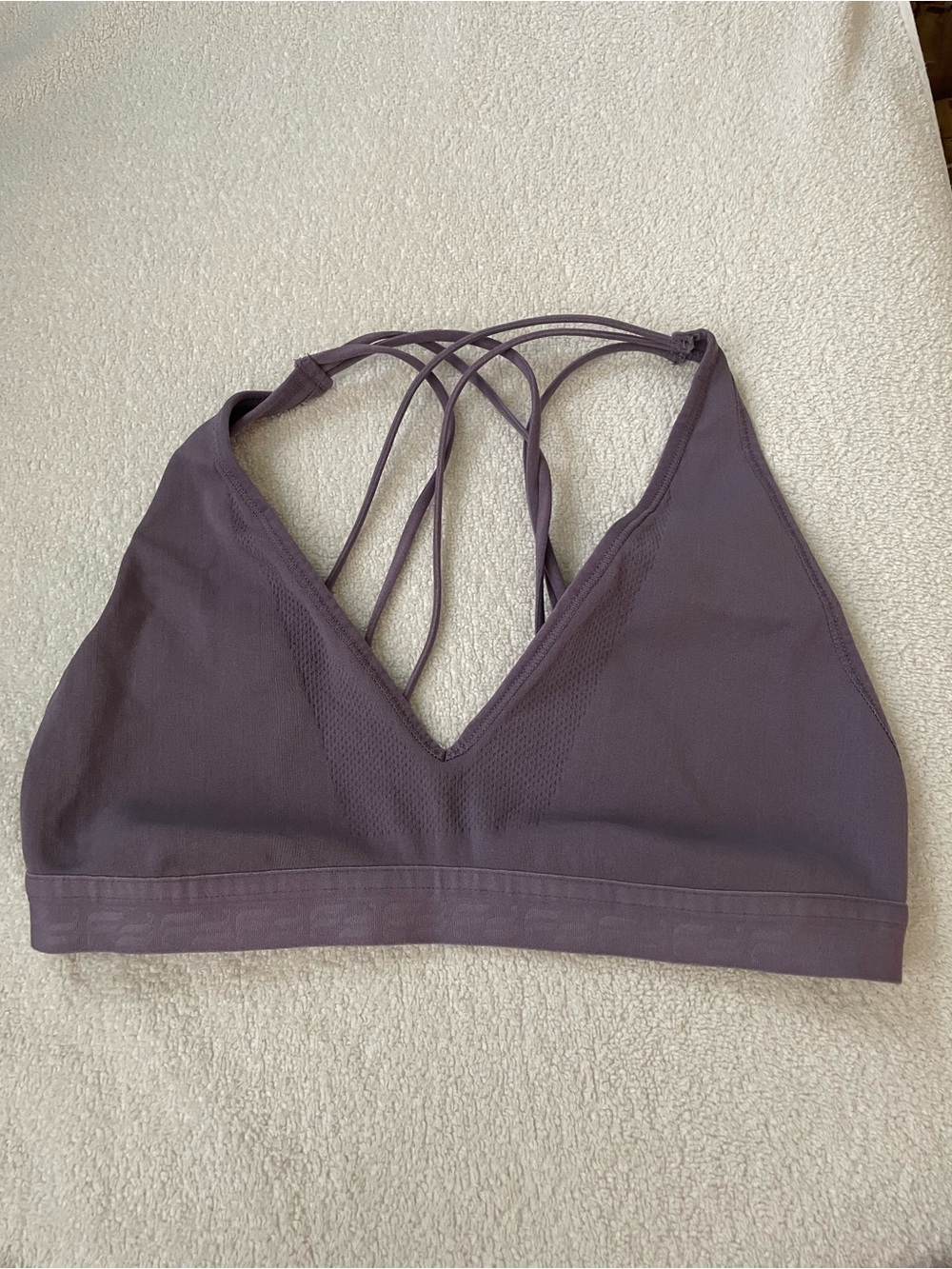 Fabletics Mauve Strappy V-Neck Bralette